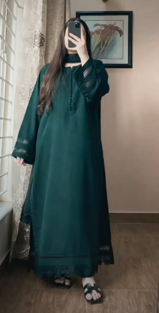 Elegant 3 Piece Stitched Lawn Long Dress β Modest Summer Collection - Image 6