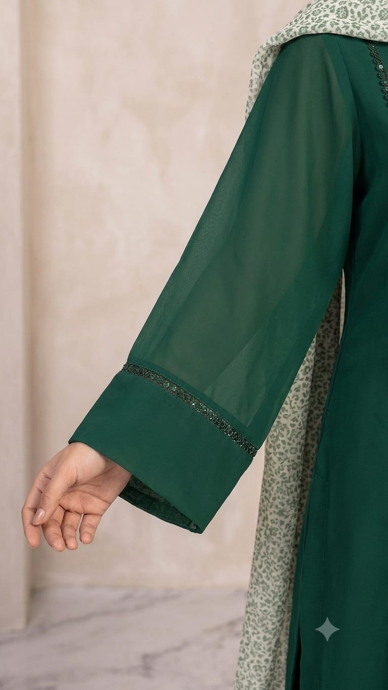 14 August Special | Elegant Bottle Green 3-Piece Stitched Lawn Suit π΅π° - Image 4